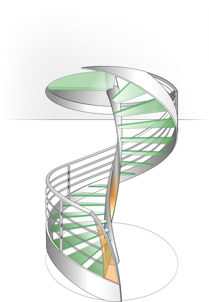 Dessin étude escalier sign hélicoïdal