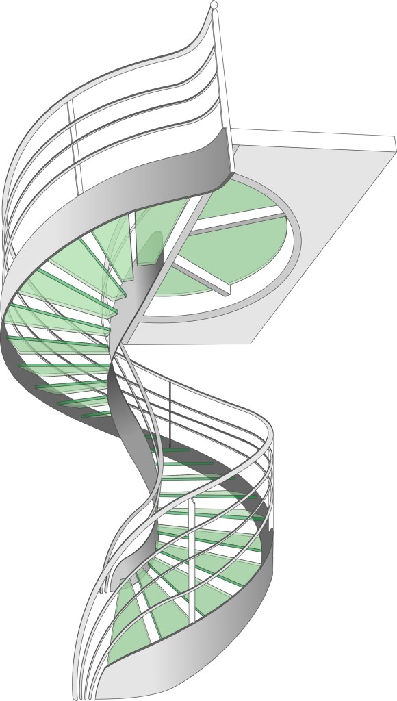 Dessin étude Escalier Design Hélicoïdal