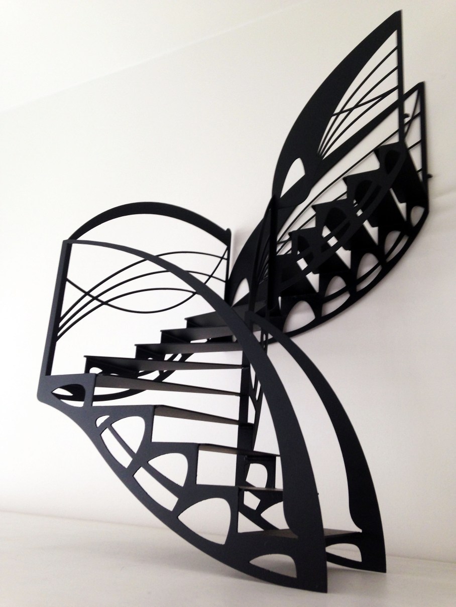 Escalier design contemporain double quart tournant