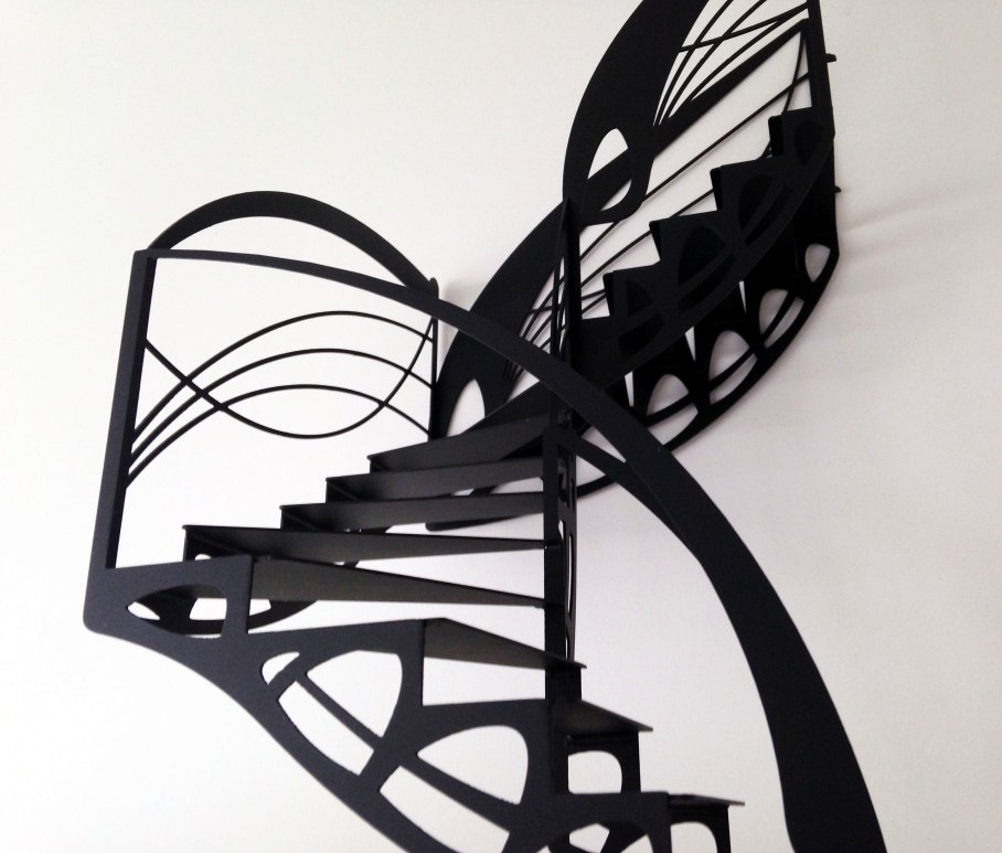 Escalier design contemporain double quart tournant