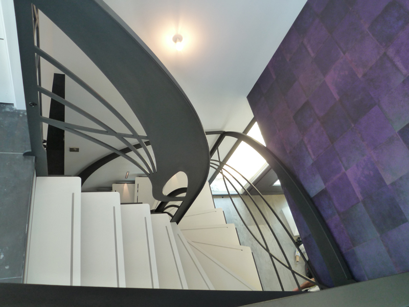 Escalier design double quart tournant